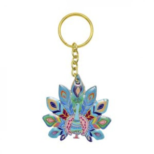 Yair Emanuel, Gold Key Chain  Blue Peacock Decoration