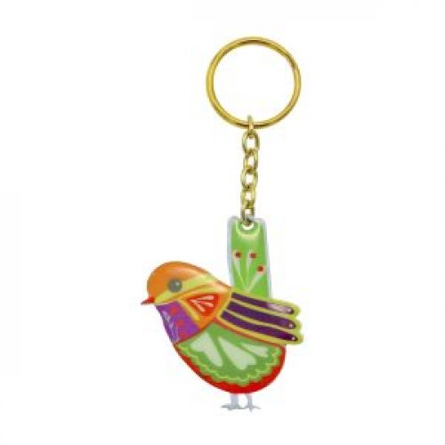 Yair Emanuel, Gold Key Chain  Colorful Bird Decoration