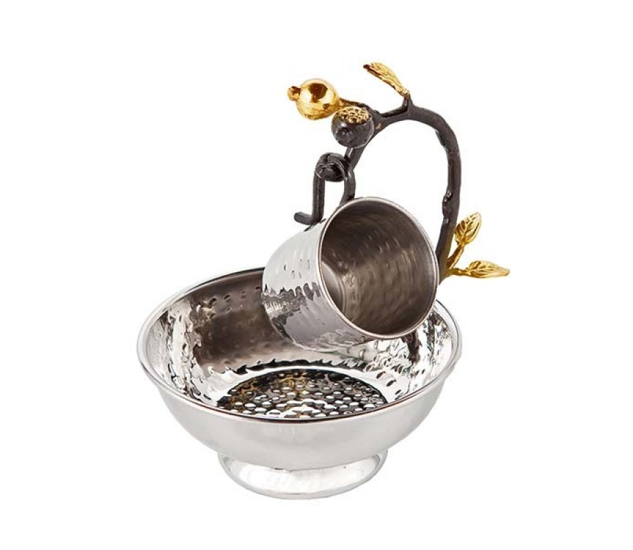 Yair Emanuel Mayim Achronim Set - Stainless Steel Pomegranates