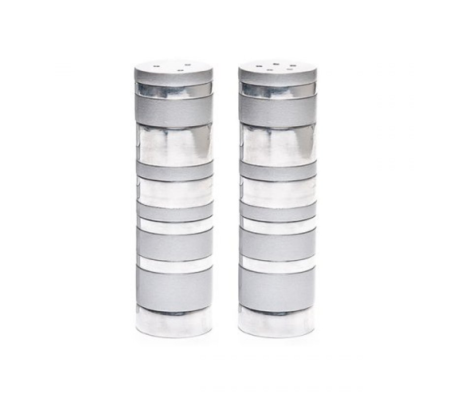 Yair Emanuel Salt and Pepper Shakers, Anodized Aluminum – Silver Rings