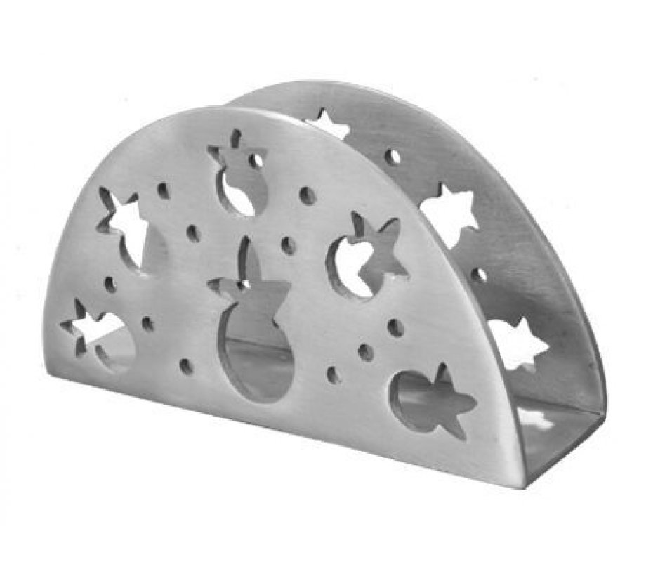 Yair Emanuel Semi-circle Napkin Serviette Holder with Pomegranate Cutouts – Silver