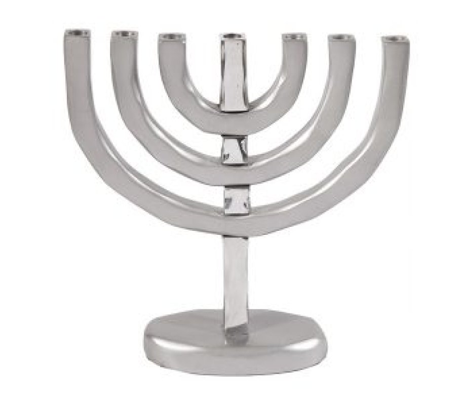 Yair Emanuel Seven-Branch Classic Temple Menorah - Matte Silver