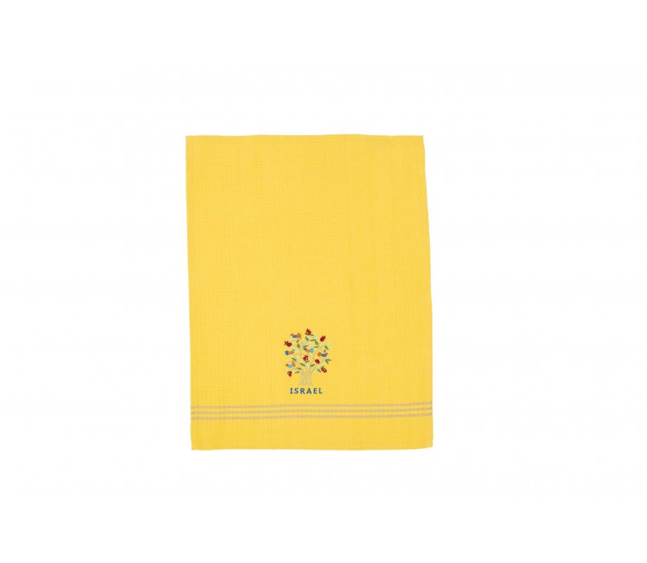 Yellow Dish Towel with Pomegranate Tree - Yair Emanuel