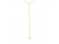 Yellow Gold Plated Sterling Silver Necklace  Zircon Decorated Lariat Pendant