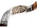 Yemenite Shofar with Sterling Silver Decoration - Lion of Judah and Menorah