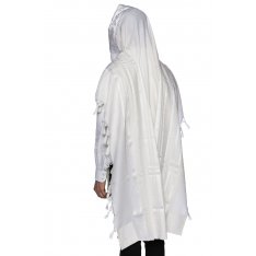 Yishtabach Classic Wool Tallit Non Slip Prayer Shawl - Shiny White Stripes