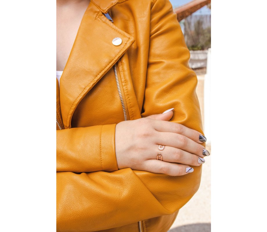 Zircon Decorated Horseshoe at End of Sterling Silver Ring - Rose Gold, Gold or Silver